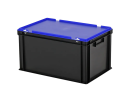 Duocouleur bac et couvercle - 600 x 400 x H 335 mm - Noir-bleu - (fond renforcé) - 1