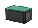 Combicolor Deckelbehälter - 600 x 400 x H 335 mm (verstärkter Boden) - Schwarz-Grün - 1