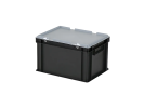 Combicolor Deckelbehälter - 400 x 300 x H 250 mm (glatter Boden) - Schwarz-Grau - 1
