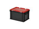Duocouleur bac et couvercle - 400 x 300 x H 250 mm - Noir-rouge - (fond lisse) - 1