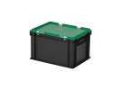 Duocouleur bac et couvercle - 400 x 300 x H 250 mm - Noir-vert - (fond lisse) - 1
