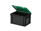 Duocouleur bac et couvercle - 400 x 300 x H 250 mm - Noir-vert - (fond lisse) - 2