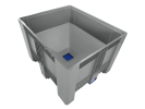 Caisse-palette en plastique type SB3 - 1200 x 1000 mm - avec fond d'entonnoir - 2 semelles - 6