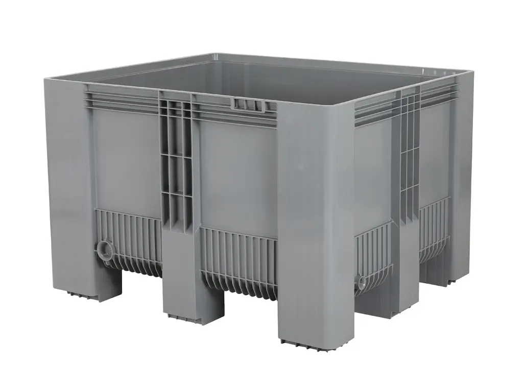 SB3 plastic palletbox - 1200 x 1000 mm - on 9 feet - grey