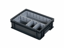 Insertion modulaire 1/4 - 181 x 131 x H 101 mm - gris - pour bacs gerbables 400 x 300 mm - 4