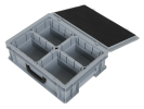 Koffer mit Einsatzbehältern - 400 x 300 x H 133 mm - grau | 4 x Einsatzbehälter 1/4 - 1