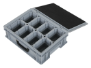 Koffer mit Einsatzbehältern - 400 x 300 x H 133 mm - grau | 8 x Einsatzbehälter 1/8 - 1