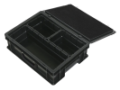 Valise avec bacs d'insertion - 400 x 300 x H 133 mm - noir | 1 x bac d'insertion 1/2 et 2 x bac d'insertion 1/4 - 1