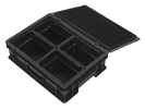 Koffer mit Einsatzbehältern - 400 x 300 x H 133 mm - schwarz | 4 x Einsatzbehälter 1/4 - 1