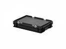Stapelbehälter mit Deckel - 400 x 300 x H 90 mm (glatter Boden) - Schwarz - 1