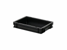 Bac gerbable / bac à couverts - 400 x 300 x H 75 mm - Noir (fond lisse) - 1