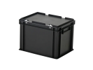 Bac gerbable avec couvercle - 400 x 300 x H 295 mm - Noir - (fond renforcé) - 1