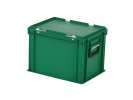 Valise - 400 x 300 x H 295 mm - Vert - bac gerbable avec couvercle et poignée (fond renforcé) - 1