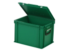 Valise - 400 x 300 x H 295 mm - Vert - bac gerbable avec couvercle et poignée (fond renforcé) - 2
