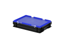 Combicolor Deckelbehälter - 400 x 300 x H 90 mm (glatter Boden) - Schwarz-Blau - 1