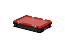 Duocouleur bac et couvercle - 400 x 300 x H 90 mm - Noir-rouge - (fond lisse) - 1