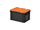 Duocouleur bac et couvercle - 400 x 300 x H 250 mm - Noir-orange - (fond lisse) - 1