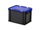 Duocouleur bac et couvercle - 400 x 300 x H 295 mm - Noir-bleu - (fond renforcé) - 1