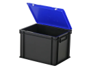 Duocouleur bac et couvercle - 400 x 300 x H 295 mm - Noir-bleu - (fond renforcé) - 2