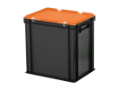 Combicolor Deckelbehälter - 400 x 300 x H 415 mm (verstärkter Boden) - Schwarz-Orange - 1