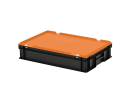 Duocouleur bac et couvercle - 600 x 400 x H 135 mm - Noir-orange - (fond lisse) - 1