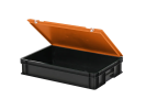 Duocouleur bac et couvercle - 600 x 400 x H 135 mm - Noir-orange - (fond lisse) - 2