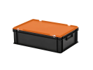 Duocouleur bac et couvercle - 600 x 400 x H 190 mm - Noir-orange - (fond lisse) - 1
