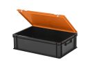 Duocouleur bac et couvercle - 600 x 400 x H 190 mm - Noir-orange - (fond lisse) - 2