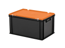 Duocouleur bac et couvercle - 600 x 400 x H 335 mm - Noir-orange - (fond renforcé) - 1