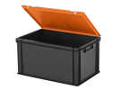 Duocouleur bac et couvercle - 600 x 400 x H 335 mm - Noir-orange - (fond renforcé) - 2