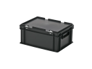 Bac gerbable avec couvercle - 400 x 300 x H 190 mm - Noir - (fond lisse) - 1