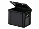Valise - 400 x 300 x H 335 mm - Noir - bac gerbable avec couvercle et poignée (fond renforcé) - 2