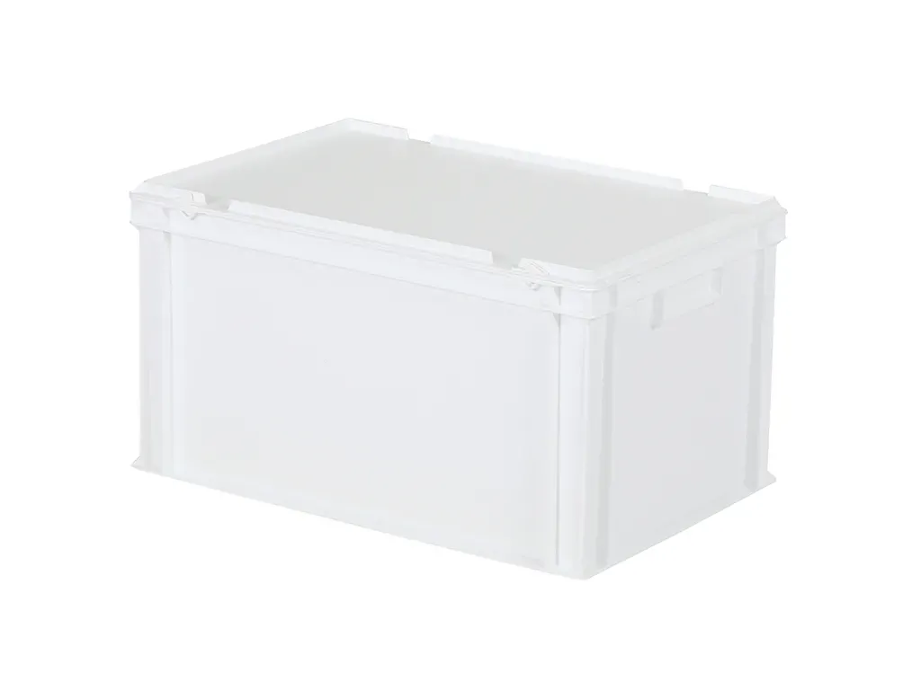 Bac gerbable avec couvercle - 600 x 400 x H 335 mm - Blanc - (fond renforcé)