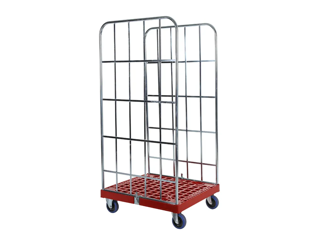 Roll container - 815 x 724 mm - two side walls - galvanised - red