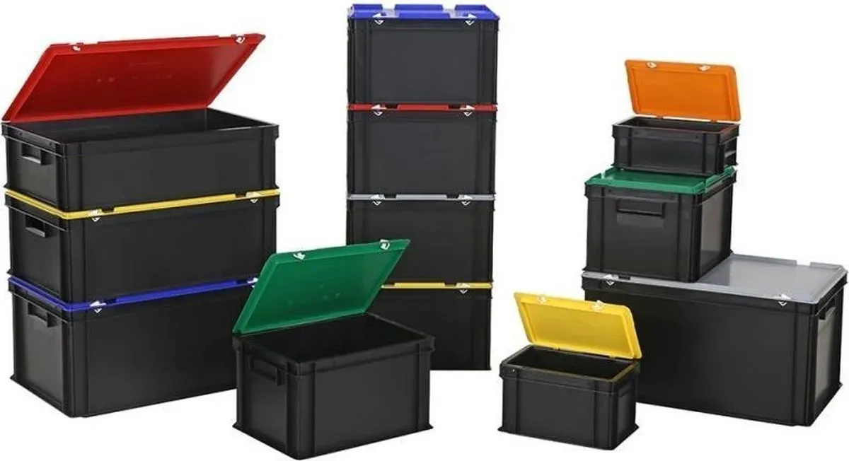 Combicolor storage boxes with lids