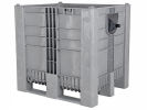 Caisse-palette en plastique type CB3 High - 1200 x 1000 mm - 3 semelles - avec ergot - gris - 1