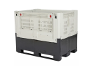 Faltbare Palettenbox 1389 F3 - 1200 x 800 x H978 mm - durchbrochen - mit 2 Ladeklappen - 1