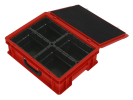 Mallette avec bacs d'insertion 400x300xh133mm rouge | 4 x bac d'insertion 1/4 - 1