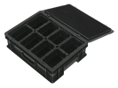 Valise avec bacs d'insertion - 400 x 300 x H 133 mm - noir | 8 x bac d'insertion 1/8 - 1