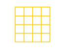 Casier à verres de 500x500mm - hauteur de verre maximale 120 mm - avec séparation jaune en 4x4 compartiments - diamètre de verre maximal 113mm - 2
