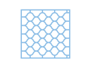 Casier à verres de 500x500mm - hauteur de verre maximale 225 mm - avec une division de 44 compartiments bleus - diamètre de verre maximal 67mm - 2