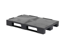 Palette EURO en plastique - 1200 x 800 mm - avec 3 semelles - avec rebords - avec profils renforcés - 1