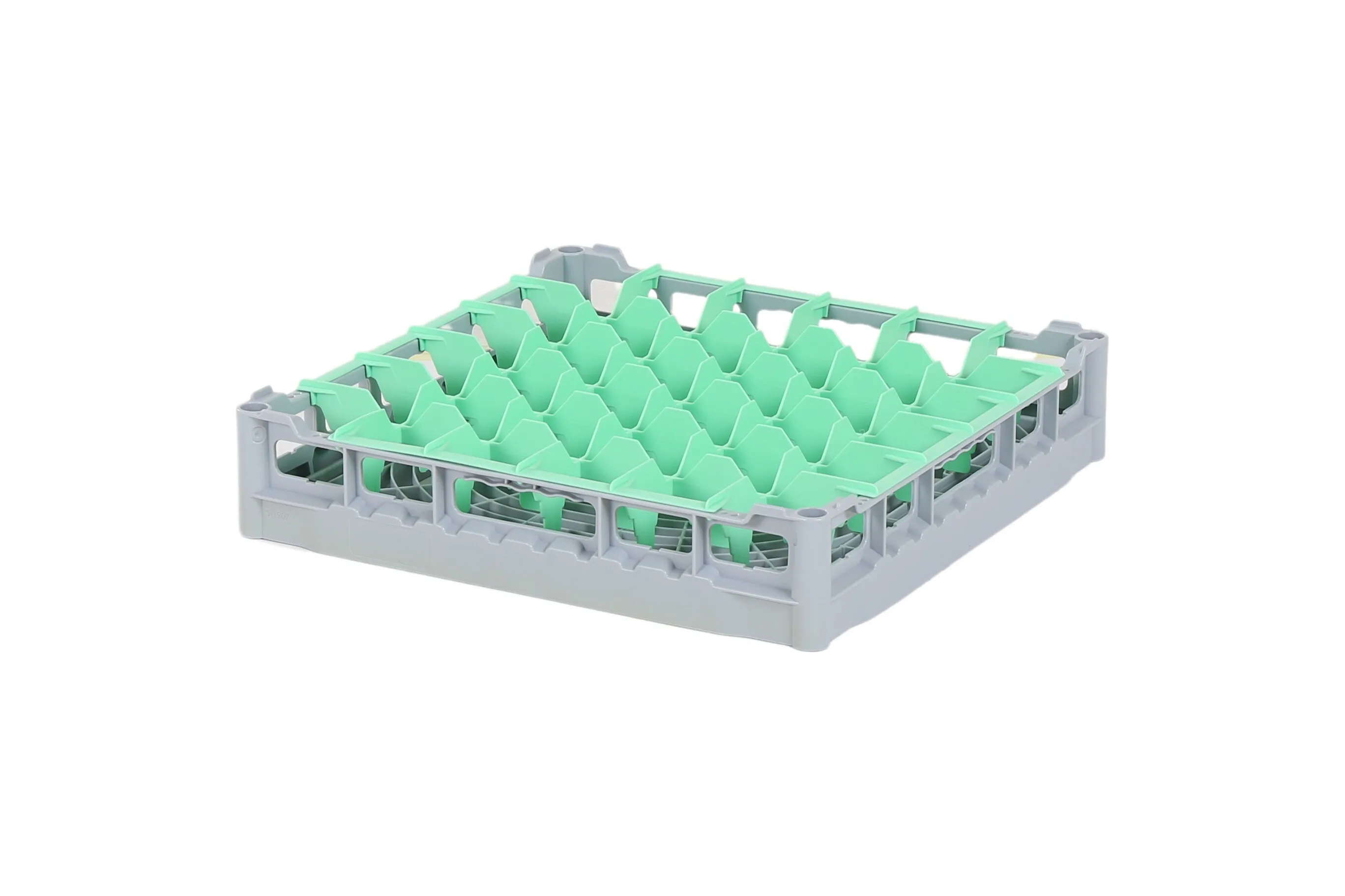 Glass basket 500x500mm - maximum glass height 73 mm - with green 6x6 compartmentalization - maximum glass Ø 74mm