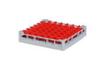 Casier à verres de 500x500mm - hauteur de verre maximale 73 mm - avec séparation rouge en 7x7 compartiments - diamètre de verre maximal 63mm - 1