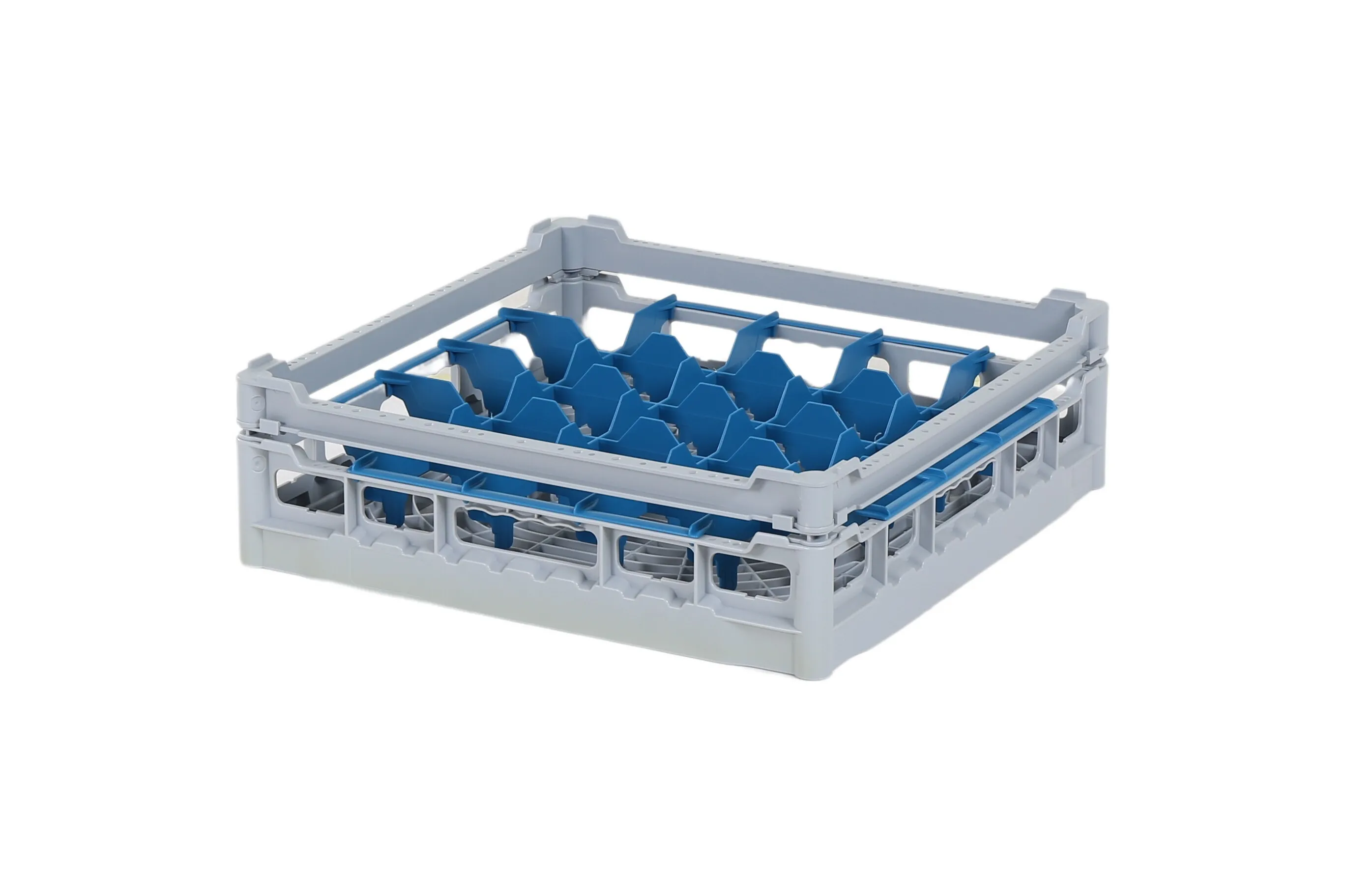 Glass basket 500x500mm - maximum glass height 110 mm - with blue 5x5 compartment division - maximum glass diameter 90mm