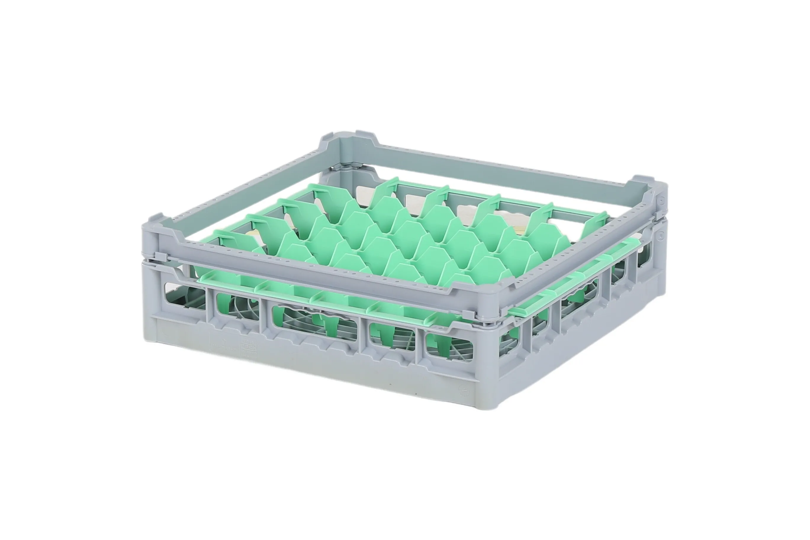 Glass basket 500x500mm - maximum glass height 110 mm - with green 6x6 compartment division - maximum glass diameter 74mm