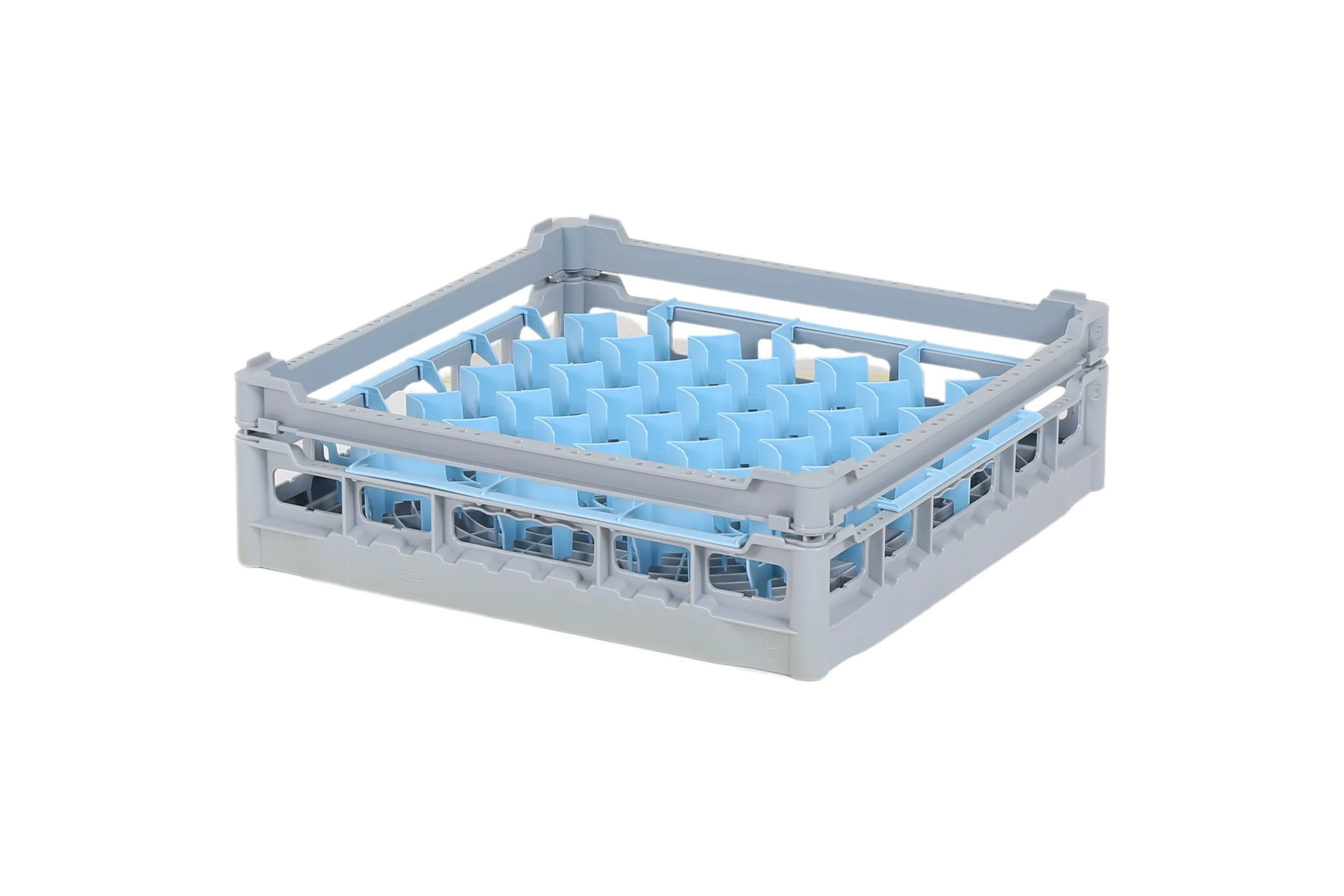 Glass basket 500x500mm - maximum glass height 110 mm - with blue 44-compartment division - maximum glass diameter 67mm