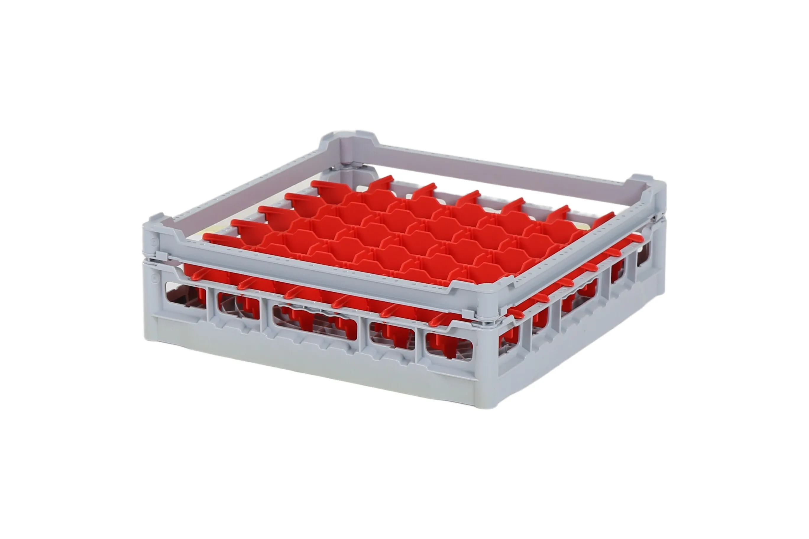 Glass basket 500x500mm - maximum glass height 110 mm - with red 7x7 compartment division - maximum glass diameter 63mm