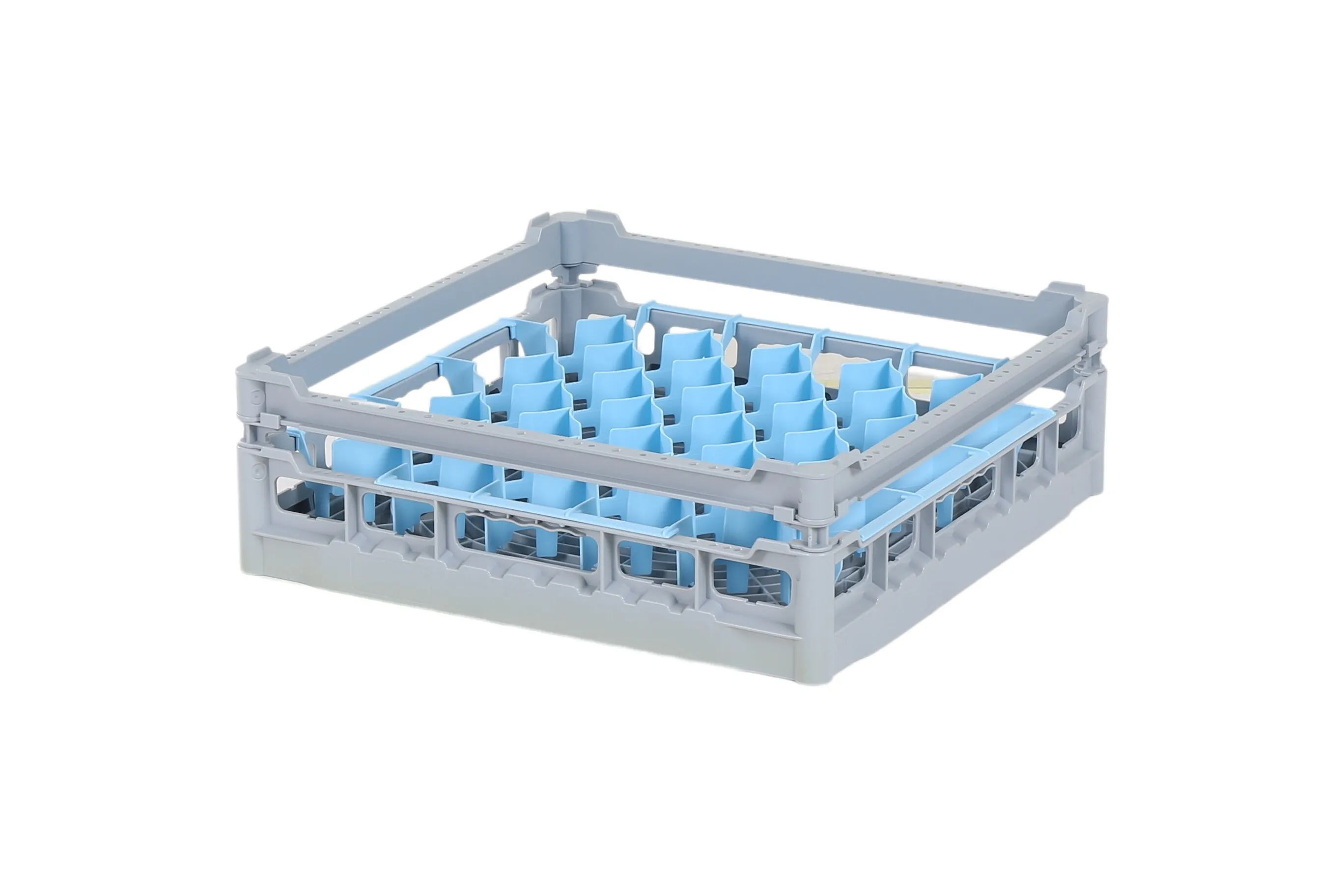 Glass basket 500x500mm - maximum glass height 120 mm - with blue 44-compartment division - maximum glass diameter 67mm