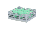 Gläserkorb 500x500mm - maximale Glashöhe 140 mm - mit grüner 3x3-Facheinteilung - maximaler Glasdurchmesser 149mm. - 1
